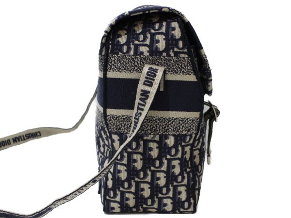 imgrc0095997616 Dior Oblique Embroidered Shoulder Bag Navy