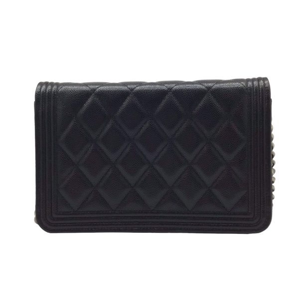 imgrc0096011377 CHANEL Boy Chain Wallet Caviar Skin Black