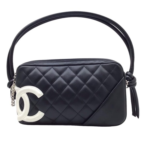 imgrc0096029704 CHANEL Cambon Line Accessory Pouch Bag Leather Black