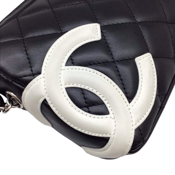 imgrc0096029710 CHANEL Cambon Line Accessory Pouch Bag Leather Black