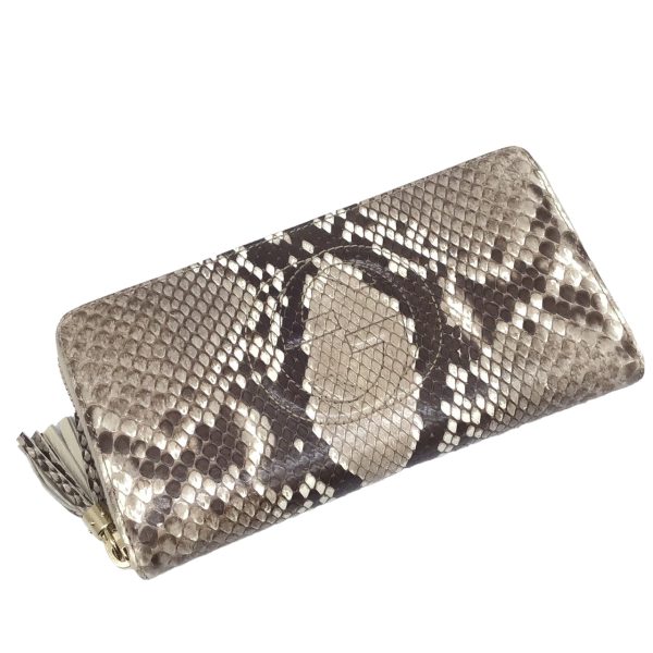 imgrc0096041630 GUCCI Interlocking G Round Wallet Python Brown