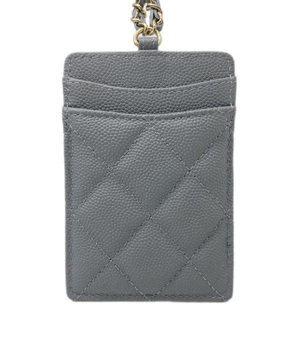 created by Background Eraser CHANEL Chain Card Case Caviar Skin Gray