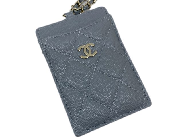 created by Background Eraser CHANEL Chain Card Case Caviar Skin Gray