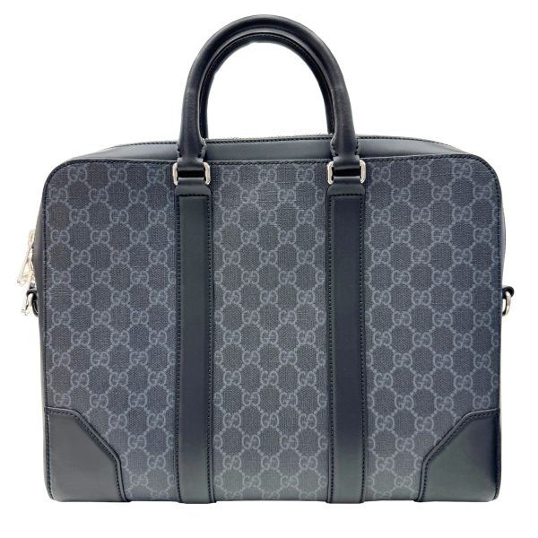 imgrc0096118219 GUCCI GG Supreme Canvas Briefcase Business Bag Gray Black