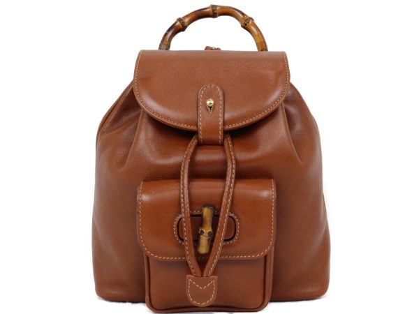 imgrc0096147579 Gucci Bamboo Mini Rucksack Backpack Leather Brown