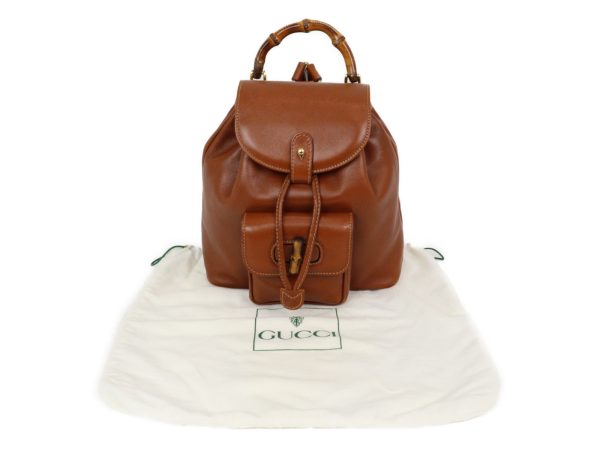 imgrc0096147598 Gucci Bamboo Mini Rucksack Backpack Leather Brown