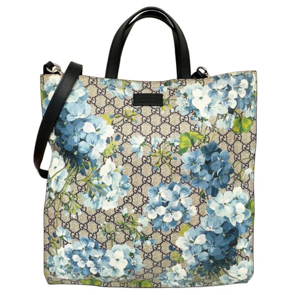 imgrc0096151685 GUCCI GG Blooms GG Supreme Tote Bag Canvas PVC Beige Blue