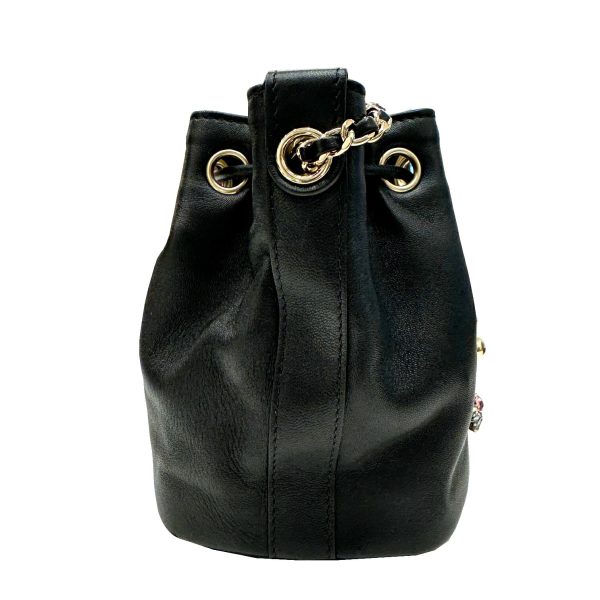 imgrc0096170705 CHANEL Cocomark Drawstring Bag Calf Black