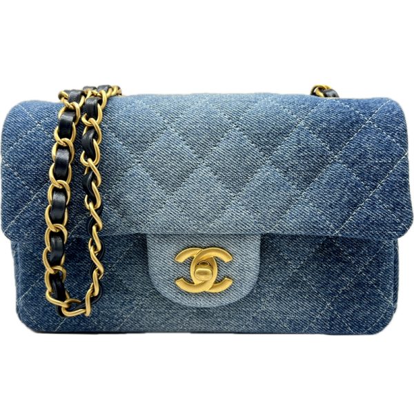 imgrc0096232181 CHANEL Mini Matelasse Chain Shoulder Bag Denim Blue