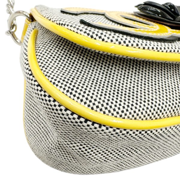 imgrc0096277614 CHANEL One Shoulder Shoulder Bag Canvas Leather Gray Yellow