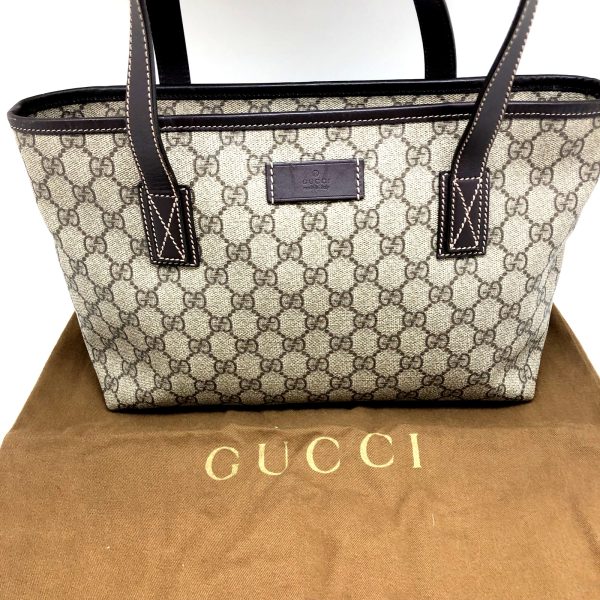 imgrc0096411284 Gucci Tote Bag GG Supreme Beige Dark Brown