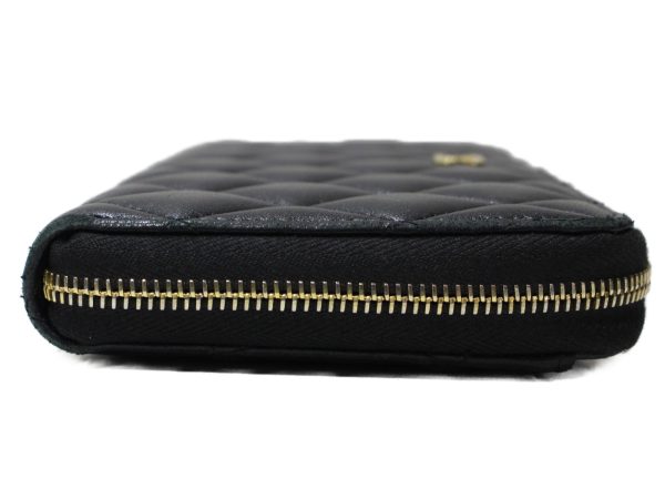 imgrc0096421736 Chanel Round Zipper Long Wallet Matelasse Black