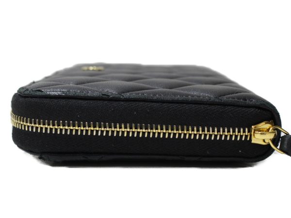 imgrc0096421738 Chanel Round Zipper Long Wallet Matelasse Black