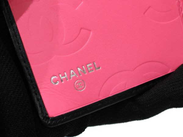 imgrc0096422602 Chanel Bi fold Long Wallet Cambon Line Black Pink