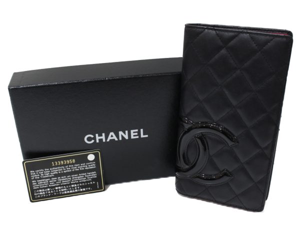 imgrc0096422614 Chanel Bi fold Long Wallet Cambon Line Black Pink