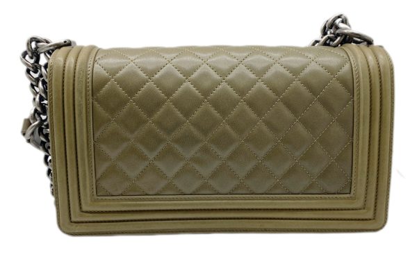 created by Background Eraser CHANEL Boy Chain Shoulder Bag Lambskin Khaki Green