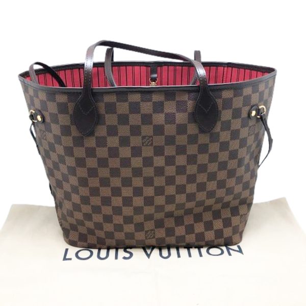 imgrc0096477906 Louis Vuitton Neverfull MM Damier Brown Leather Tote Bag