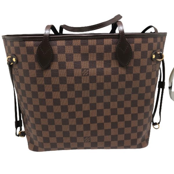 imgrc0096477908 Louis Vuitton Neverfull MM Damier Brown Leather Tote Bag