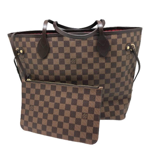 imgrc0096477913 Louis Vuitton Neverfull MM Damier Brown Leather Tote Bag