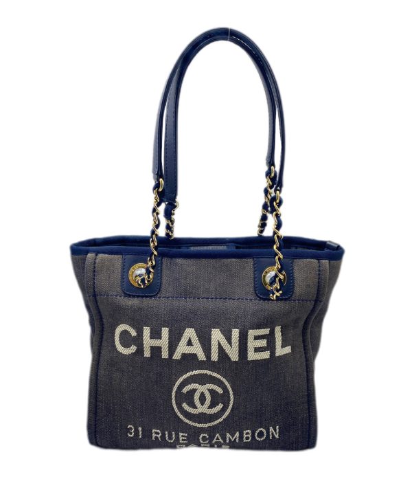 created by Background Eraser CHANEL Deauville PM Tote Bag Denim Navy