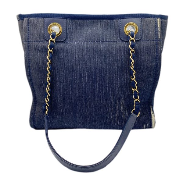 created by Background Eraser CHANEL Deauville PM Tote Bag Denim Navy