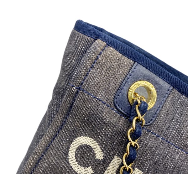 created by Background Eraser CHANEL Deauville PM Tote Bag Denim Navy