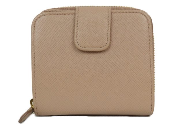 imgrc0096502589 Prada Saffiano Bifold Compact Wallet Beige