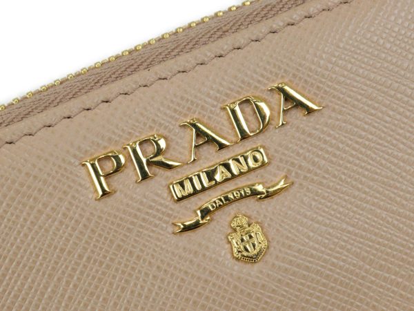 imgrc0096502594 Prada Saffiano Bifold Compact Wallet Beige