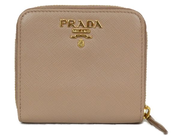 imgrc0096502613 Prada Saffiano Bifold Compact Wallet Beige