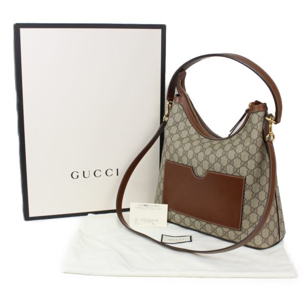 imgrc0096520283 Gucci GG Supreme Hobo Shoulder Bag Brown Beige