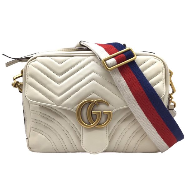 imgrc0096582464 GUCCI GG Marmont 2WAY Shoulder Bag Leather Ivory