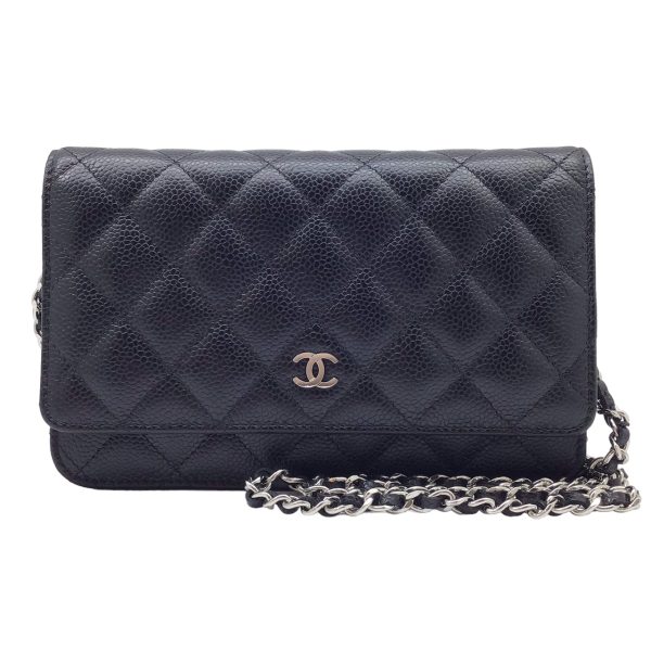 imgrc0096790425 CHANEL Matelasse Timeless Classic Chain Wallet Caviar Skin Black