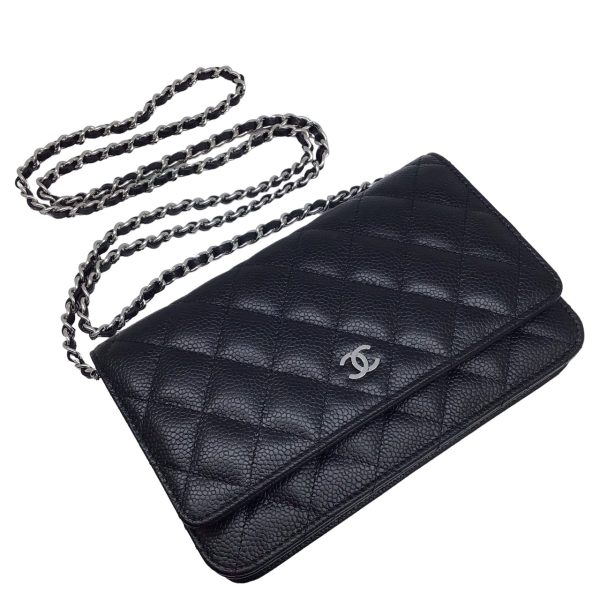 imgrc0096790433 CHANEL Matelasse Timeless Classic Chain Wallet Caviar Skin Black