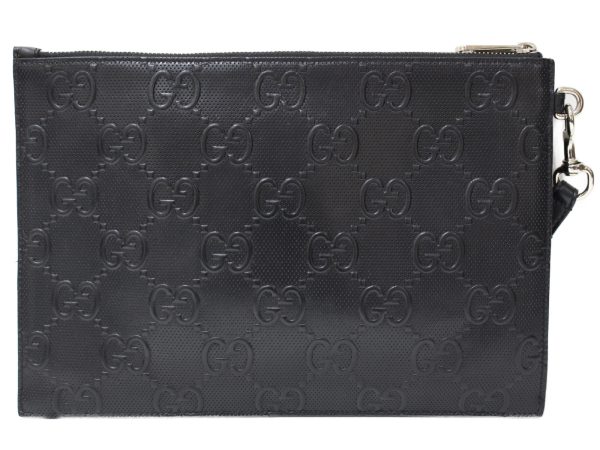 imgrc0096920611 Gucci GG Embossed Clutch Bag Leather Black