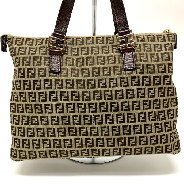 imgrc0096945159 Fendi Handbag Zucchino Canvas Beige Brown