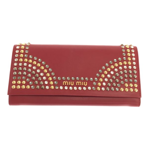 imgrc0096976466 Miu Miu Vitello Crystal Long Wallet Leather Red