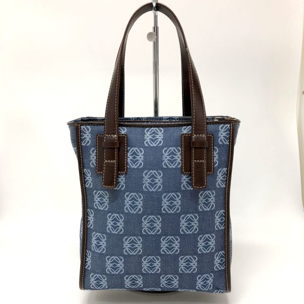 imgrc0097063365 LOEWE Anagram Tote Bag Denim Leather Blue Brown