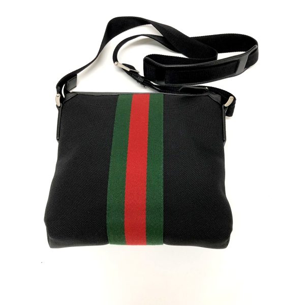 imgrc0097320813 Gucci Shoulder Bag Nylon Canvas Leather Black Green Red