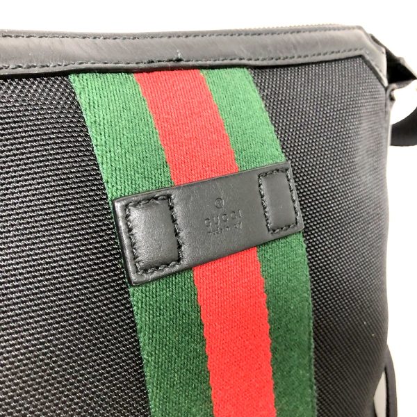 imgrc0097320819 Gucci Shoulder Bag Nylon Canvas Leather Black Green Red