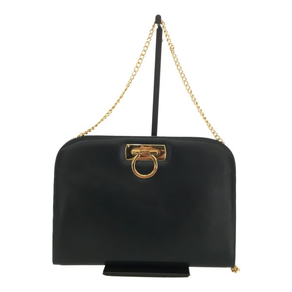 imgrc0097450898 Ferragamo Chain Shoulder Bag Gancini Leather Black