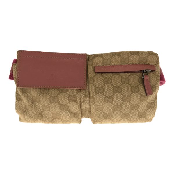 imgrc0097471775 Gucci Waist Bag GG Canvas Leather Beige Pink