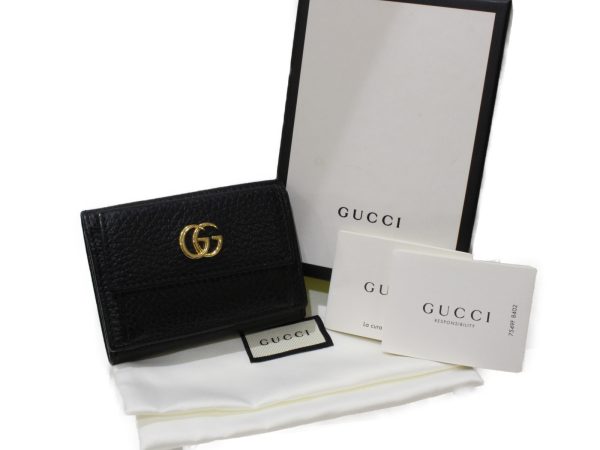 imgrc0097745568 Gucci GG Marmont Compact Tri fold Wallet Black