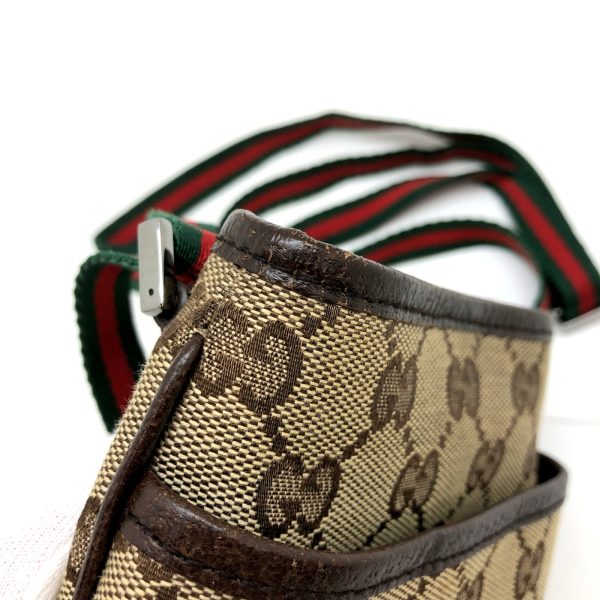 imgrc0097746048 Gucci Sherry Line Canvas Leather Shoulder Bag Beige Green Red