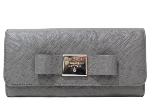 imgrc0097746052 Prada Saffiano Long Wallet Gray