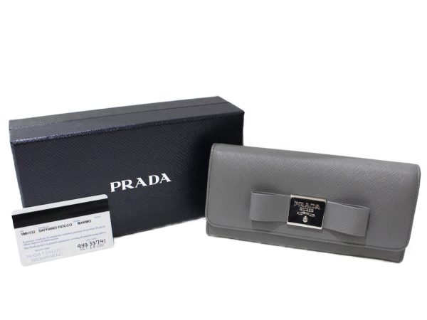 imgrc0097746067 Prada Saffiano Long Wallet Gray