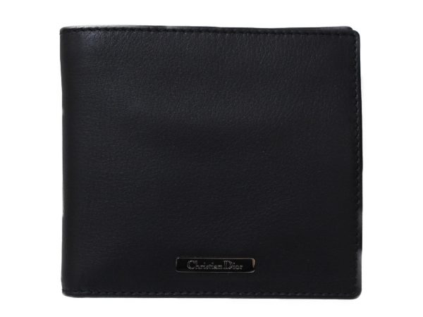 imgrc0097747459 Christian Dior Logo Plate Compact Wallet Black