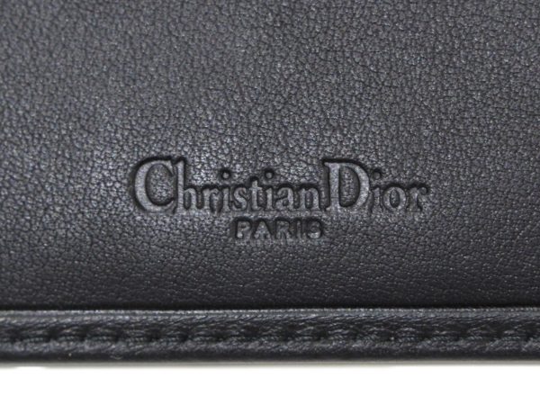 imgrc0097747467 Christian Dior Logo Plate Compact Wallet Black