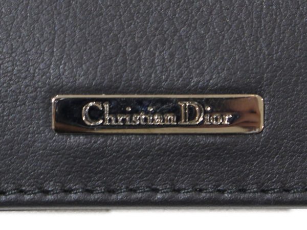 imgrc0097747468 Christian Dior Logo Plate Compact Wallet Black