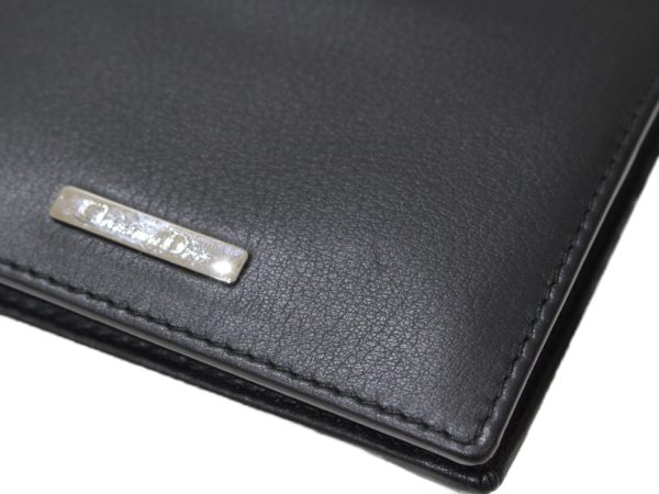 imgrc0097747470 Christian Dior Logo Plate Compact Wallet Black