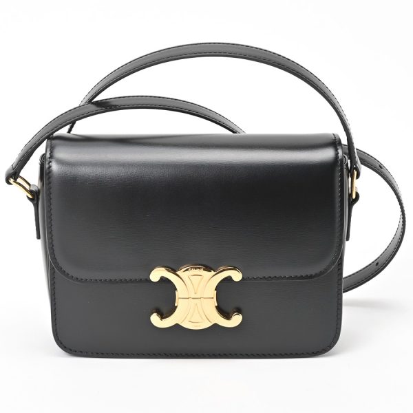 imgrc0105327358 Celine Teen Triomphe Shiny Calfskin Bag Black